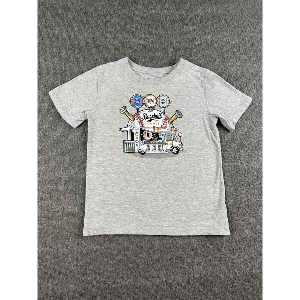 Under Armour Boys' Gray Baseball Donuts Graphic T-Shirt Size 6